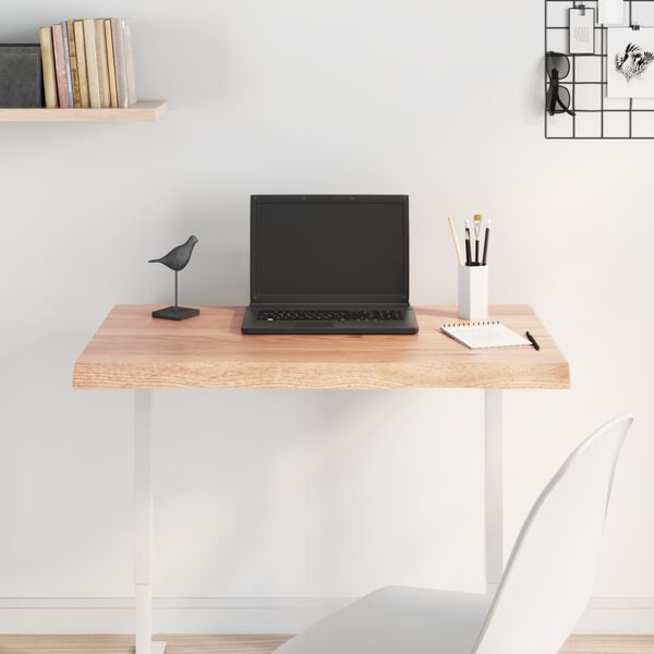 vidaXL سطح طاولة لون بني فاتح 80*50*(2-4) سم خشب صلب معالج وحواف خام