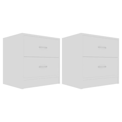 vidaXL خزانات سرير جانبية 2 ق أبيض 40×30×40 سم خشب مضغوط