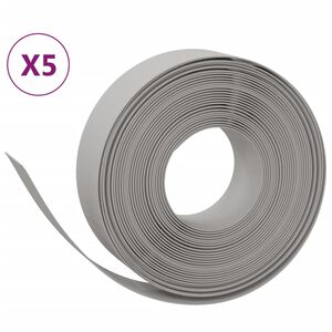 vidaXL سياجات حديقة 5 قطع لون رمادي 10 م 15 سم بولي إيثيلين