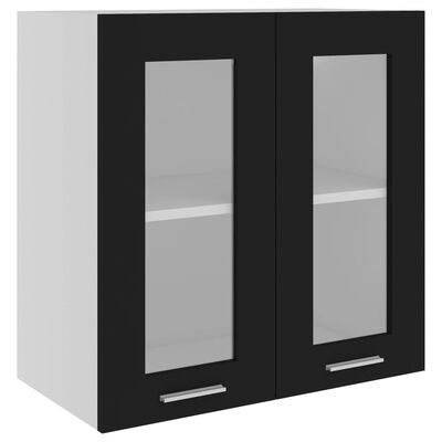 vidaXL خزانة زجاجية معلقة أسود 60×31×60 سم خشب حبيبي