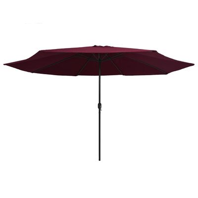 vidaXL مظلة شمسية خارجية مع عمود معدن 390 سم أحمر بوردو