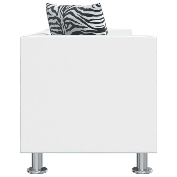 vidaXL أريكة ذات مقعدين جلد صناعي أبيض