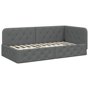 vidaXL إطار سرير ركني رمادي داكن 90 x 200 cm قماش