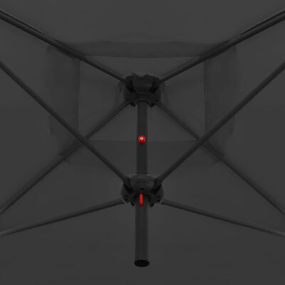 vidaXL مظلة شمسية مزدوجة مع عمود فولاذي 250×250 سم أنثراسيت