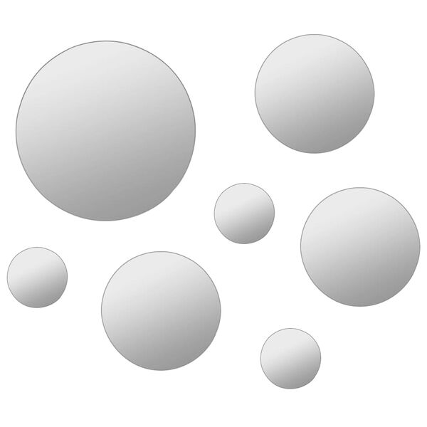 vidaXL طقم 7 ق مرآة حائطية دائرية زجاج