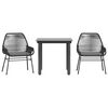 vidaXL 3 Piece Garden Dining Set with Cushions Black Poly Rattan Glass - Untranslated