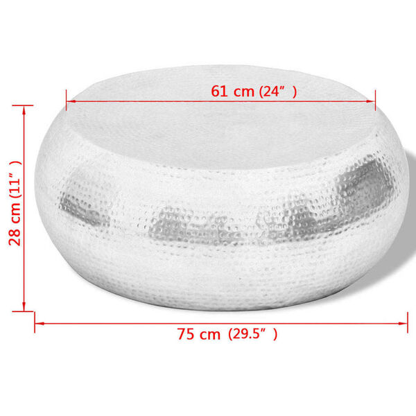 vidaXL طاولة قهوة ألومنيوم مطروق فضي