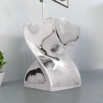vidaXL كرسي/طاولة جانبية ملتوية الشكل ألومنيوم فضي