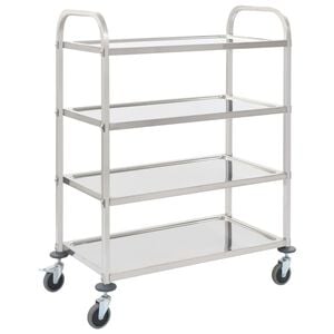 vidaXL عربة مطبخ ذات 4 طبقات مع عجلات 107&times;55&times;125 سم إستانلس ستيل