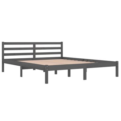 vidaXL إطار سرير خشب صنوبر صلب 160×200 سم رمادي