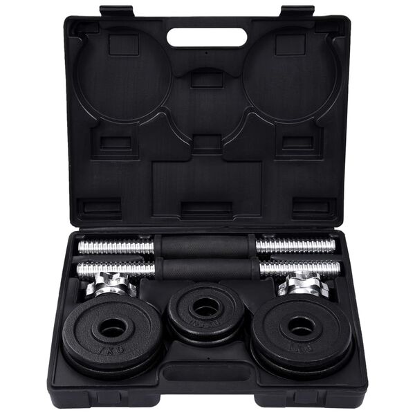 vidaXL طقم 19 قطعة أوزان دمبل 15 كغم حديد الزهر