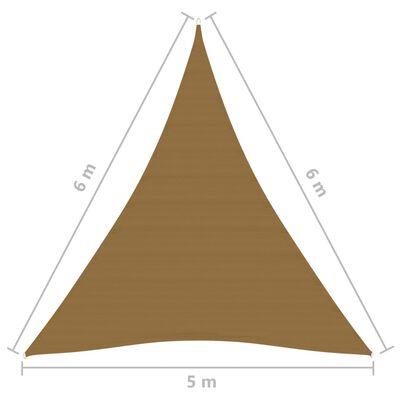 vidaXL مظلة شراعية 160 جم/م² رمادى بنى 5×6×6 م HDPE