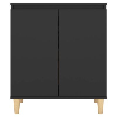 vidaXL خزانة جانبية مع أرجل خشبية صلبة أسود 60×35×70 سم خشب حبيبي