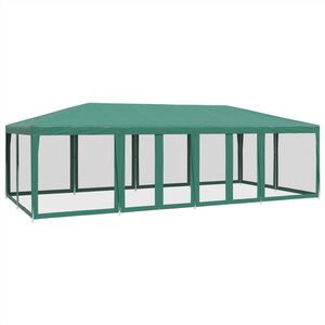 vidaXL خيمة حفلات 12 جدار جانبي شبكي لون أخضر 8&times;4 م HDPE
