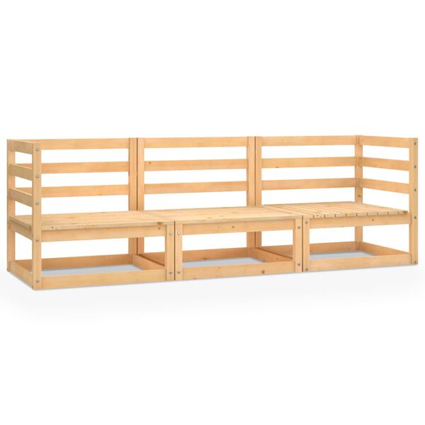 vidaXL أريكة حديقة 3-مقاعد خشب صنوبر صلب