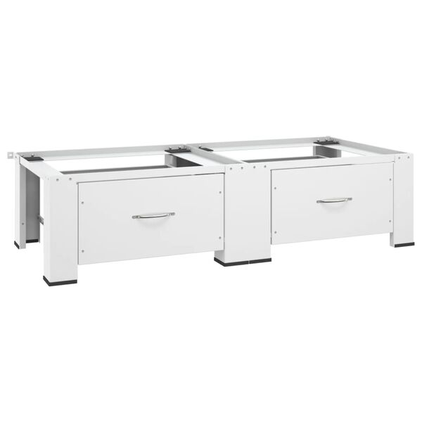 vidaXL قاعدة مزدوجة لآلة الغسيل والتجفيف مع أدراج أبيض