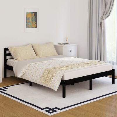 vidaXL إطار سرير خشب صنوبر صلب 140×200 سم أسود