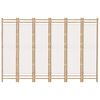 vidaXL مقسم غرفة 6 ألواح قابل للطي 240 سم خيزران وقماش كانفا