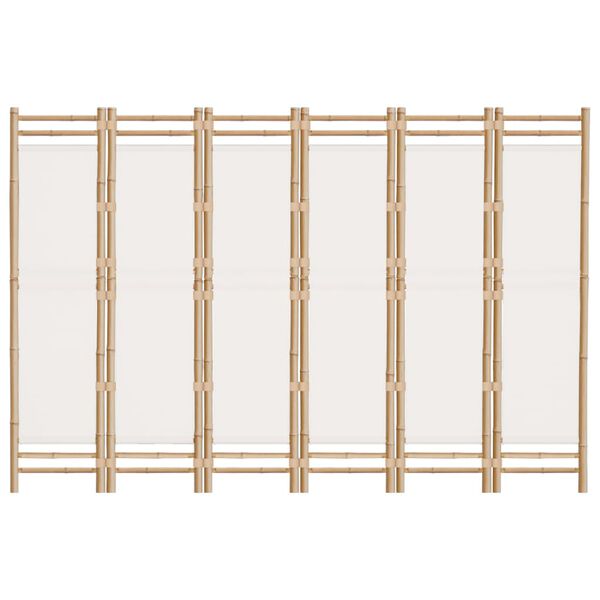 vidaXL مقسم غرفة 6 ألواح قابل للطي 240 سم خيزران وقماش كانفا