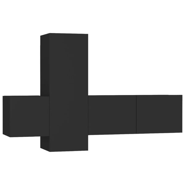 vidaXL عدد 3 قطع طقم خزانة تلفزيون خشب صناعي أسود