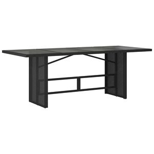 vidaXL طاولة حديقة وسطح زجاجي لون أسود 74x80x190 سم بولي روطان