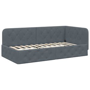 vidaXL إطار سرير ركني رمادي داكن 90 x 200 cm مخملي