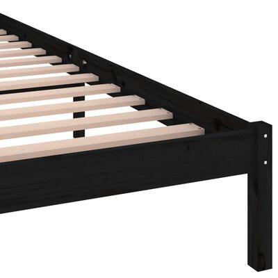 vidaXL إطار سرير خشب صنوبر صلب 140×200 سم أسود