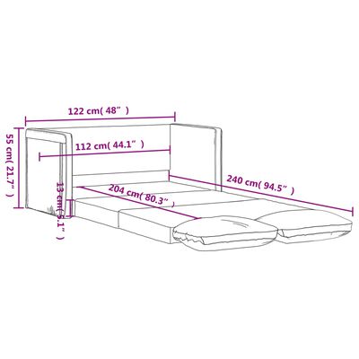 vidaXL سرير أريكة أرضي 2 في 1 لون رمادي داكن 55x204x122 سم مخمل