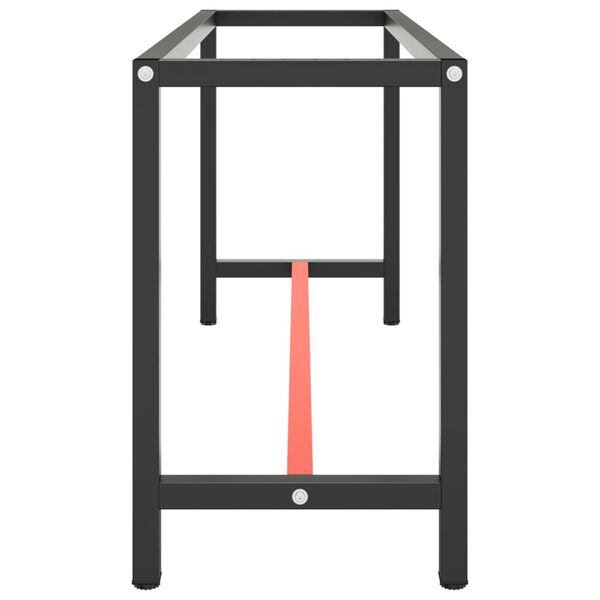 vidaXL إطار طاولة عمل معدني باللونين الأسود والأحمر غير اللامعين، أبعاده 170&times;50&times;79 سم