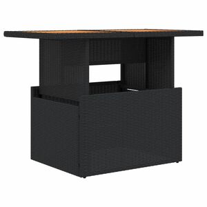 vidaXL طاولة حديقة لون أسود 73x55x100 سم بولي روطان وخشب أكاسيا