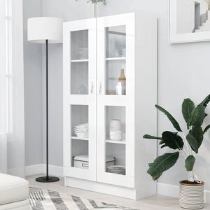 vidaXL خزانة عرض لون أبيض 82.5&times;30.5&times;150 سم خشب صناعي