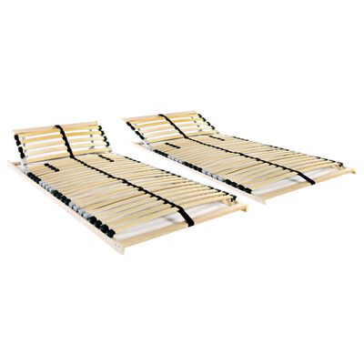 vidaXL قواعد سرير شرائحية 2 ق مع 28 شريحة خشبية و 7 مناطق 90×200 سم