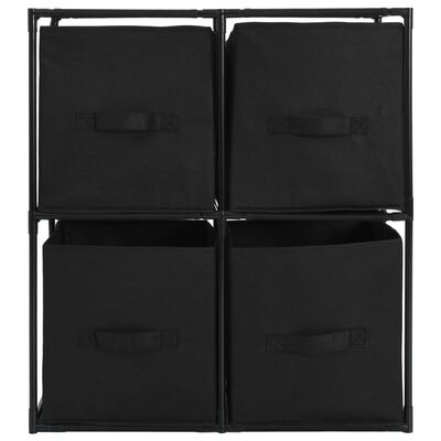 خزانة تخزين vidaXL مع 4 سلال قماشية لون أسود 63×30×71 سم فولاذ