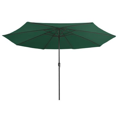 vidaXL مظلة شمسية خارجية مع عمود معدن 400 سم أخضر