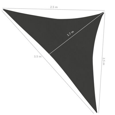 vidaXL مظلة شراعية 160 جم/م² أنثراسيت 2.5×2.5×3.5 م HDPE