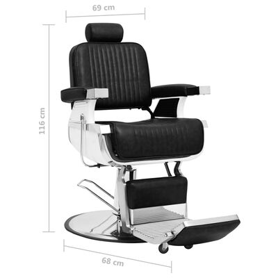 vidaXL كرسي حلاقة أسود 116x69x68 سم جلد صناعي