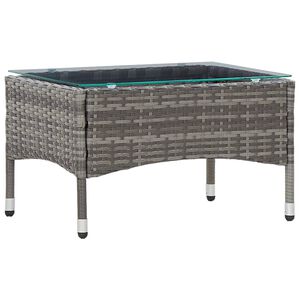 vidaXL طاولة قهوة رمادي 60&times;40&times;36 سم بولي روطان