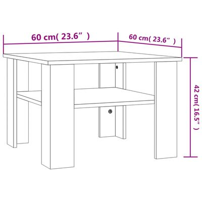 vidaXL طاولة قهوة سونوما اوك 60×60×42 سم خشب مضغوط
