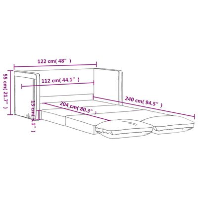 vidaXL سرير أريكة أرضي 2 في 1 لون رمادي فاتح 55x204x122 سم مخمل