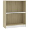vidaXL رف كتب أبيض وسونوما أوك 60&times;24&times;76 سم خشب صناعي