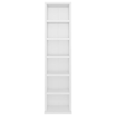 vidaXL خزانة سي دي أبيض لامع 21×20×88 سم خشب حبيبي (الولايات المتحدة/أستراليا فقط)