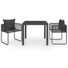 3060100 vidaXL 3 Piece Garden Dining Set PVC Rattan Black (44438+42790) - Untranslated