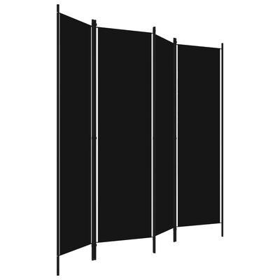 vidaXL مقسم غرفة ذو 4 ألواح أسود 200×180 سم