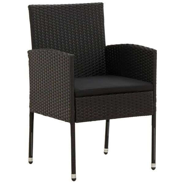 vidaXL عدد 9 قطع طقم سفرة خارجي بولي روطان أسود