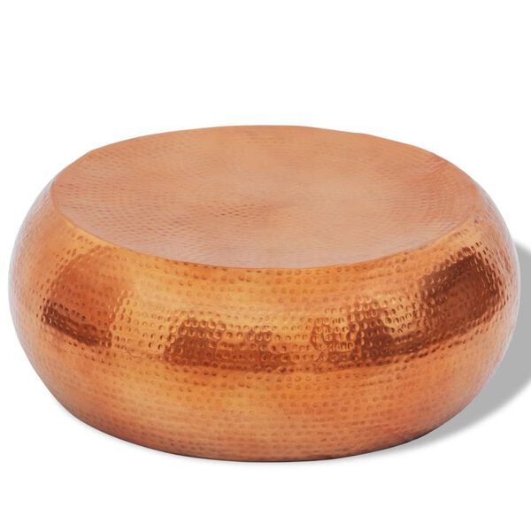 vidaXL طاولة قهوة ألومنيوم مطروق لون نحاسي