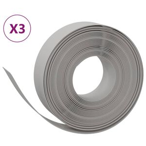 vidaXL سياجات حديقة 3 قطع لون رمادي 10 م 15 سم بولي إيثيلين
