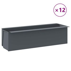 vidaXL صناديق زهور لبالتات اليورو 12 ق رمادي 36&times;13.5&times;9.5 سم بولي PP