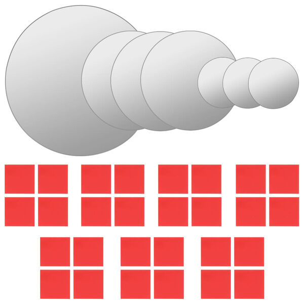 vidaXL طقم 7 ق مرآة حائطية دائرية زجاج