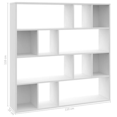vidaXL مقسم غرفة/خزانة كتب أبيض 110×24×110 سم خشب صناعي