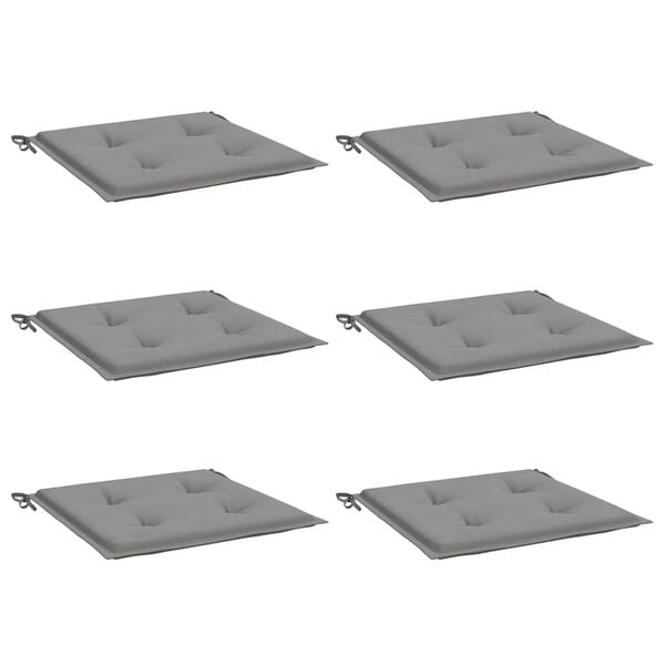 vidaXL وسائد كرسي حديقة 6 قطع لون رمادي 40 × 40 × 4 سم قماش أوكسفورد